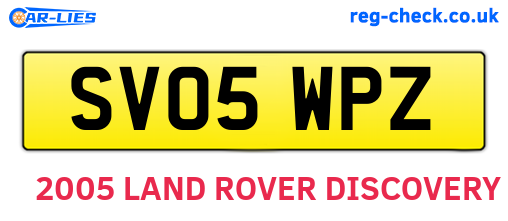 SV05WPZ are the vehicle registration plates.