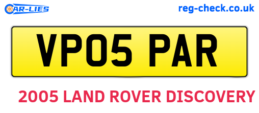 VP05PAR are the vehicle registration plates.
