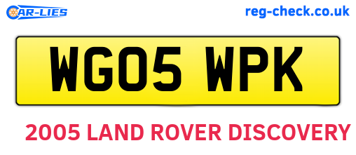 WG05WPK are the vehicle registration plates.