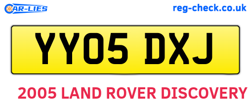 YY05DXJ are the vehicle registration plates.