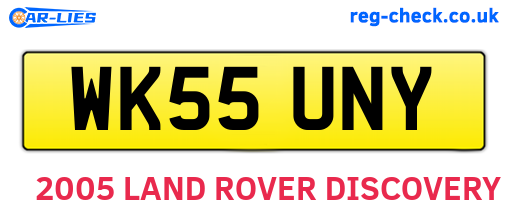 WK55UNY are the vehicle registration plates.