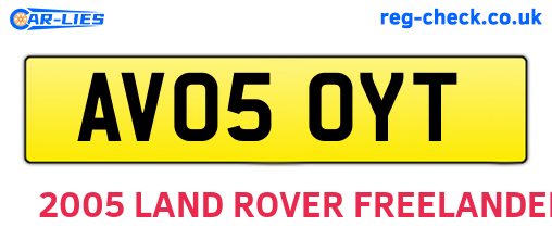 AV05OYT are the vehicle registration plates.