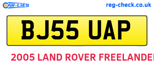BJ55UAP are the vehicle registration plates.