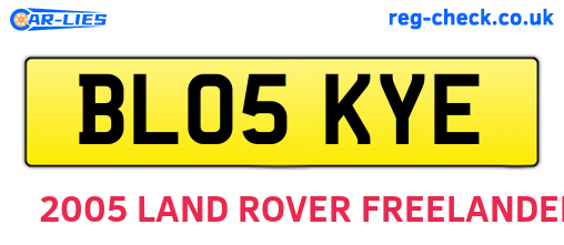 BL05KYE are the vehicle registration plates.