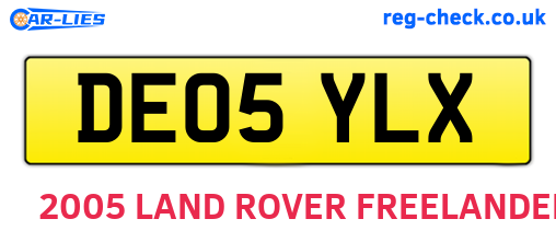 DE05YLX are the vehicle registration plates.