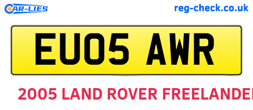 EU05AWR are the vehicle registration plates.