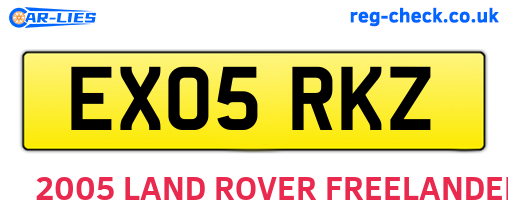 EX05RKZ are the vehicle registration plates.