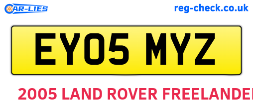 EY05MYZ are the vehicle registration plates.