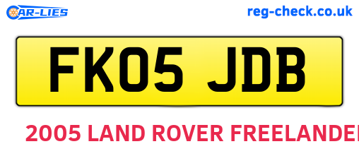 FK05JDB are the vehicle registration plates.