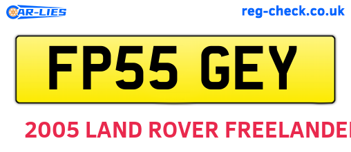 FP55GEY are the vehicle registration plates.
