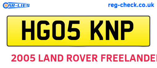 HG05KNP are the vehicle registration plates.