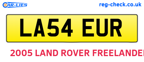 LA54EUR are the vehicle registration plates.