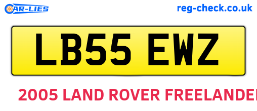 LB55EWZ are the vehicle registration plates.