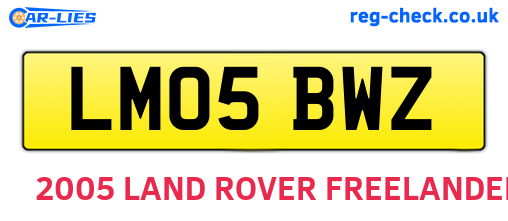 LM05BWZ are the vehicle registration plates.