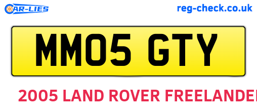 MM05GTY are the vehicle registration plates.