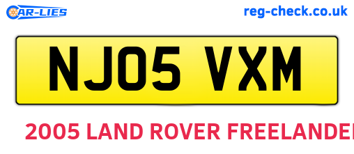 NJ05VXM are the vehicle registration plates.