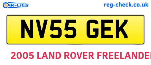 NV55GEK are the vehicle registration plates.
