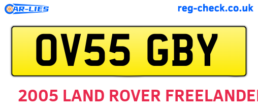 OV55GBY are the vehicle registration plates.