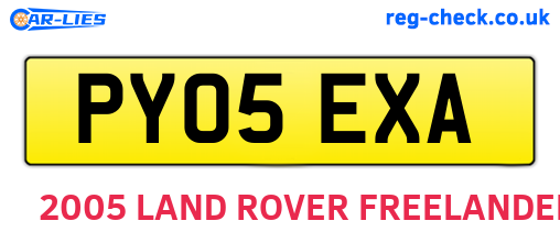 PY05EXA are the vehicle registration plates.