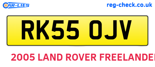 RK55OJV are the vehicle registration plates.