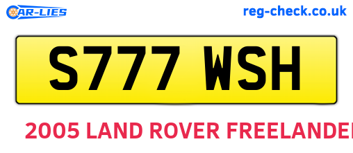 S777WSH are the vehicle registration plates.