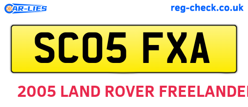 SC05FXA are the vehicle registration plates.