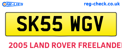 SK55WGV are the vehicle registration plates.