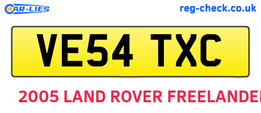 VE54TXC are the vehicle registration plates.