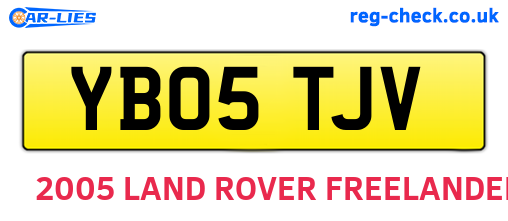 YB05TJV are the vehicle registration plates.