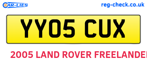 YY05CUX are the vehicle registration plates.