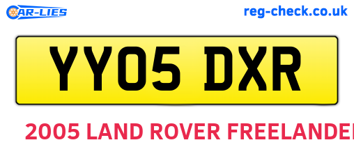 YY05DXR are the vehicle registration plates.