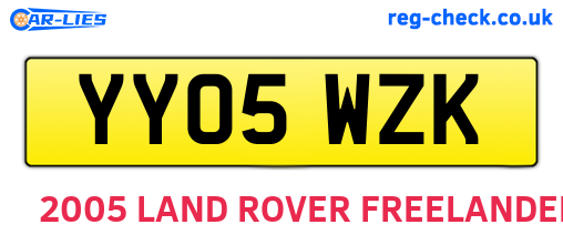 YY05WZK are the vehicle registration plates.
