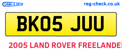 BK05JUU are the vehicle registration plates.