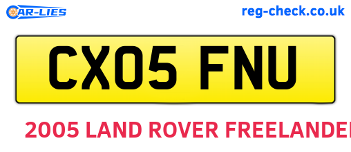 CX05FNU are the vehicle registration plates.