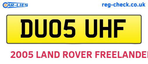 DU05UHF are the vehicle registration plates.