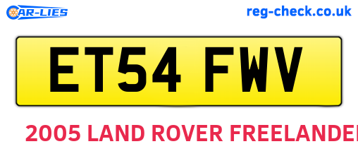ET54FWV are the vehicle registration plates.