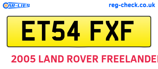 ET54FXF are the vehicle registration plates.