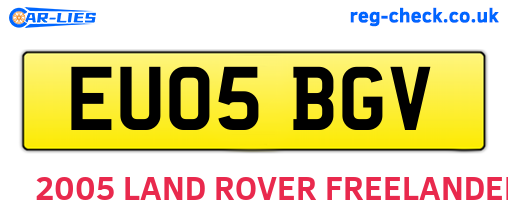 EU05BGV are the vehicle registration plates.