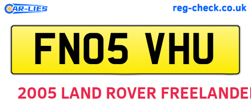 FN05VHU are the vehicle registration plates.
