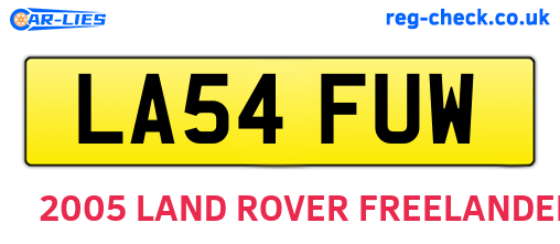 LA54FUW are the vehicle registration plates.