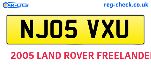 NJ05VXU are the vehicle registration plates.