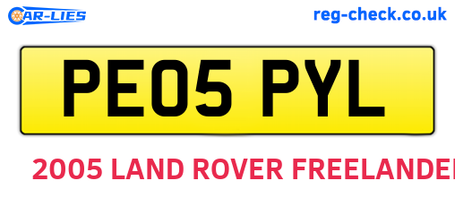 PE05PYL are the vehicle registration plates.