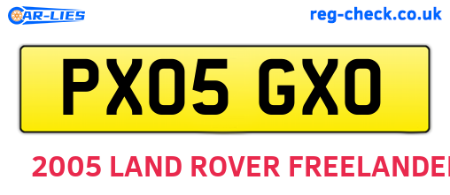 PX05GXO are the vehicle registration plates.