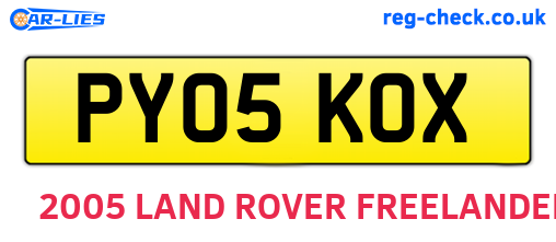 PY05KOX are the vehicle registration plates.