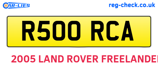 R500RCA are the vehicle registration plates.