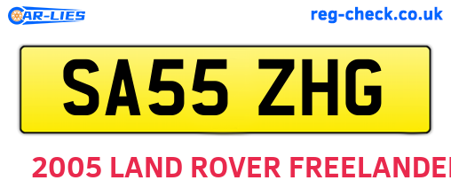SA55ZHG are the vehicle registration plates.