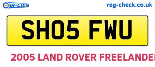 SH05FWU are the vehicle registration plates.