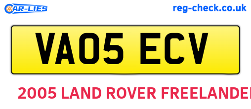 VA05ECV are the vehicle registration plates.