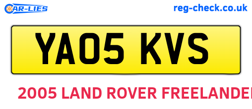 YA05KVS are the vehicle registration plates.