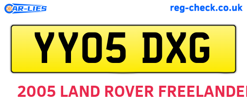 YY05DXG are the vehicle registration plates.